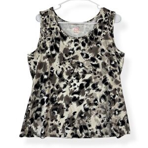 212 Collection Top Womens XL Sleeveless Cheetah Print Layering Tank Top Stretch